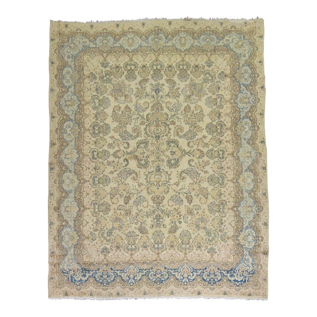 Late 20th Century Zabihi Collection Traditional Floral Persian Kirman Room Size Rug - 7'3" x 10'2" For Sale