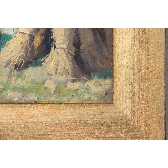 Theodore Feucht (1867-1944) Oil on Board - Sheaves of Wheat in a Field, Impressionist For Sale - Image 9 of 13