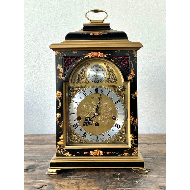 Vintage Comitti of London Floral Mantle Clock For Sale - Image 4 of 9