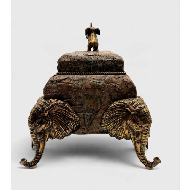 Maitland Smith Elephant Box With Brass Mounts For Sale - Image 9 of 14