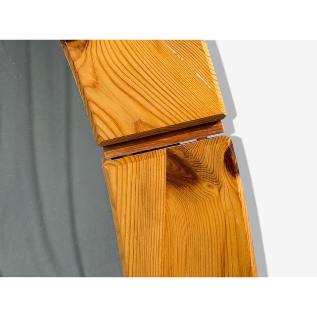 1970s Swedish Modern, Oval Wall Mirror, Pine, Sweden, 1970s For Sale - Image 5 of 7