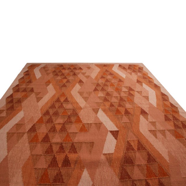 Mid-Century Modern Rug & Kilim's Scandinavian Beige-brown Peach and Orange Wool Rug 5x8 For Sale - Image 3 of 6
