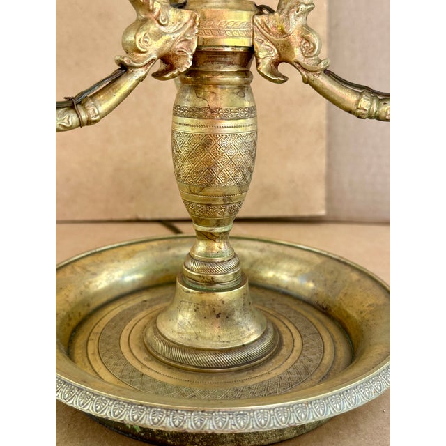 Early 19th Century French Empire Bouillotte Three Light Table Lamp. For Sale - Image 11 of 12