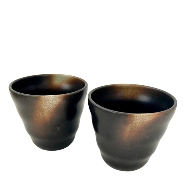 Mid Century Yunomi Japanese Ceramic Tea Cups- a Pair For Sale - Image 9 of 12