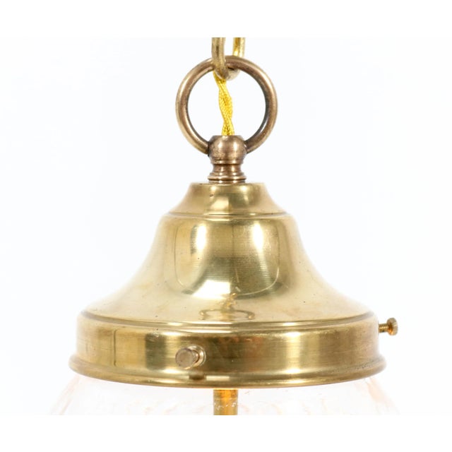 French Art Nouveau Brass Hall Light or Pendant with Beveled Glass, 1915 For Sale - Image 11 of 12