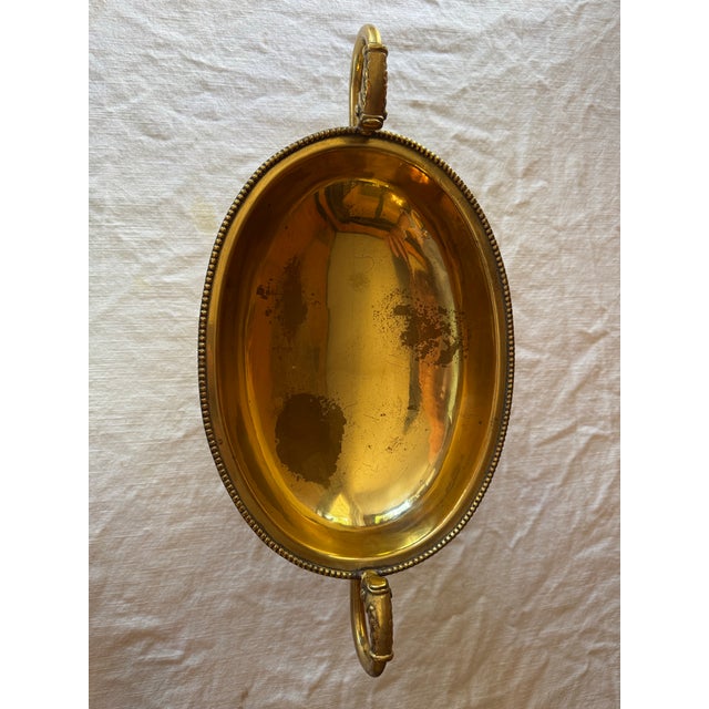 Mid 20th Century Vintage Mid 20th Century French Brass Compote With Koi Fish Handles For Sale - Image 5 of 6