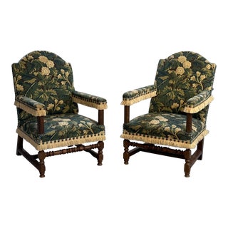 Pair of 19th Century Louis XIII Style Armchairs For Sale
