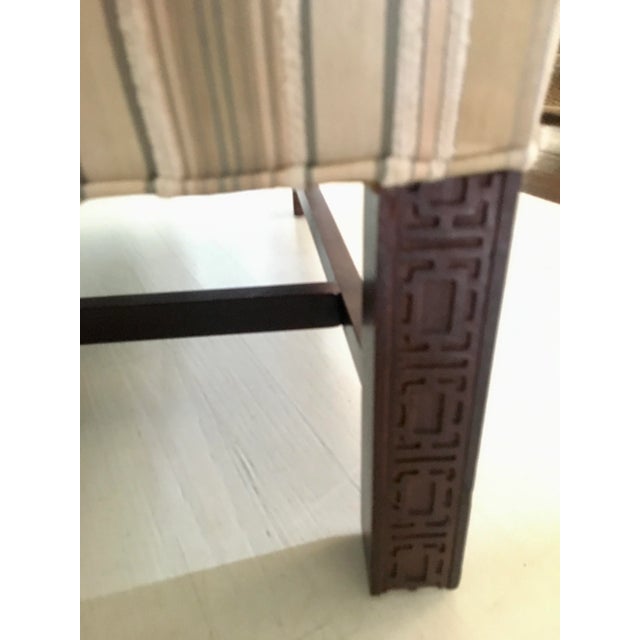 Taupe Hand Crafted Chippendale Style Wingback Chair With Fretwork Legs For Sale - Image 8 of 11