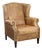 Light Cowhide Wing Armchair with a Timeless English Look and Good Seating Comfort For Sale