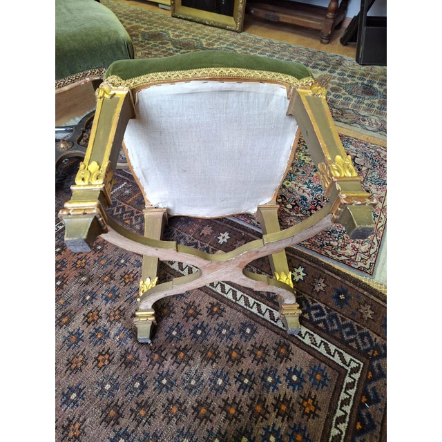 Chairs in Lacquered and Gilded Wood with Green Velvet Upholstery, 1940s, Set of 2 For Sale - Image 16 of 18