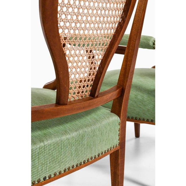 1930s Set of Easy Chairs in Mahogany with Cane and Fabric by Josef Frank, 1939 For Sale - Image 5 of 8