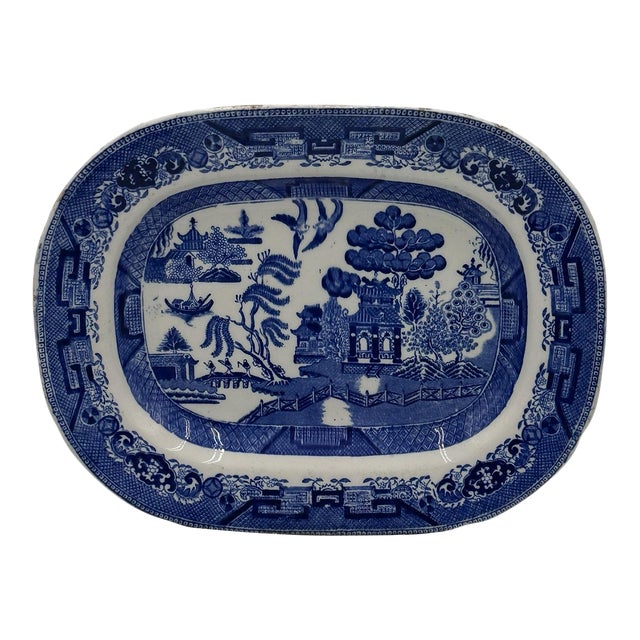 Mid 20th Century Ridgway Blue Willow Platter For Sale