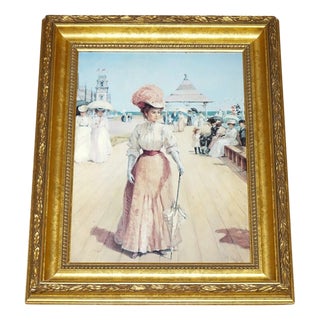 Alan Maley, Lady on Pier Print, Framed For Sale