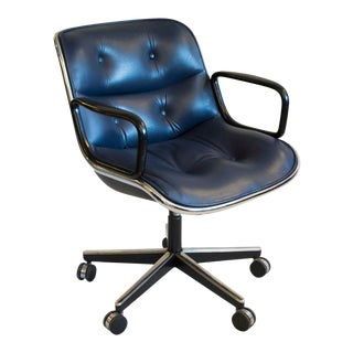 Blue Leather Pollock Executive Chairs by Charles Pollock for Knoll For Sale