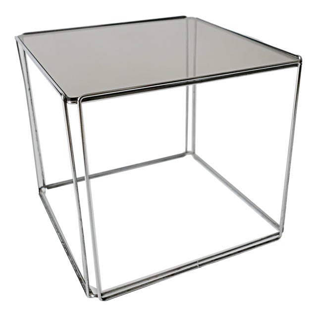 Chrome-Plated Metal and Glass Table by Max Sauze, 1970 For Sale