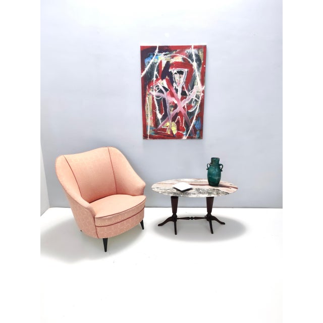 Mid-Century Modern Vintage Beech Coffee Table with Oval Red Onyx Top attributed to Paolo Buffa, 1950s For Sale - Image 3 of 14