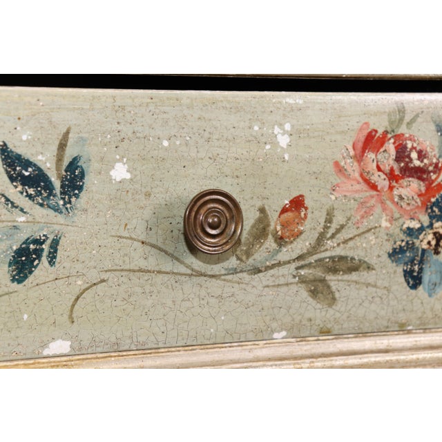 Cream Italian Venetian Style Distressed Painted Sideboard With Faux Marble Top For Sale - Image 8 of 14