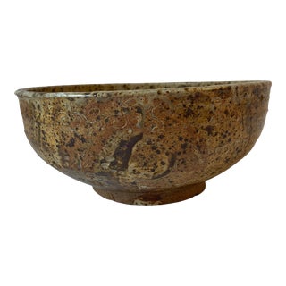 Mid 20th Century Artisan Stonewear Ceramic Large Vintage Bowl For Sale