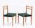 A pair of Mid Century dining chairs by Lübke of Germany. Cherry wood with the original dark green fabric.