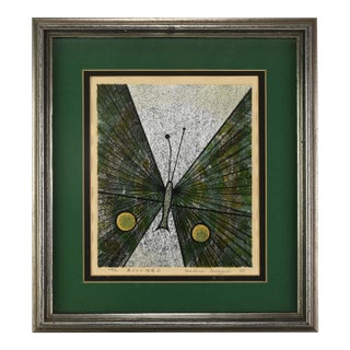 Mid 20th Century Japanese Artist Genshichi Tsukagoshi Serigraph "Messenger", Framed For Sale