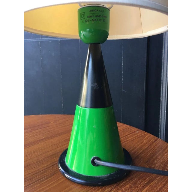 1970s Vintage Table Lamps with Green Conical Shapes from Zonca, Set of 2 For Sale - Image 5 of 8