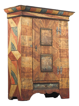 Rustic Farmhouse Folk Art Painted Bridal Cabinet