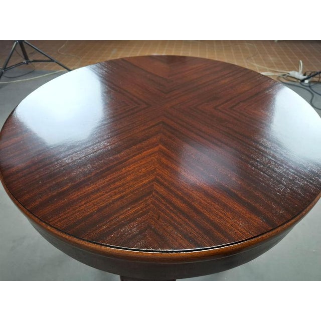 Brown Art Deco Round Table in Wood and Veneer, Czechoslovakia, 1930s For Sale - Image 8 of 18