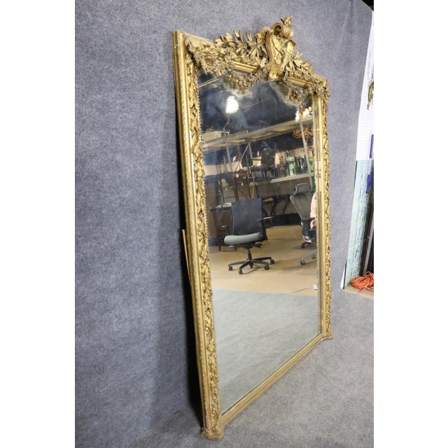 Gold Monumental Carved 19th C Louis XV Gold Leaf Carved Mirror For Sale - Image 8 of 12