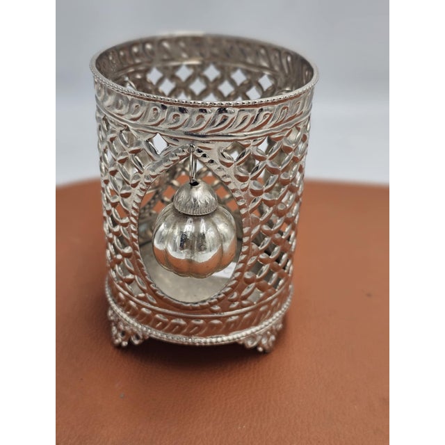 Openwork Silver-Plated Candle or Bottle Holder Base, 1970s For Sale - Image 9 of 9