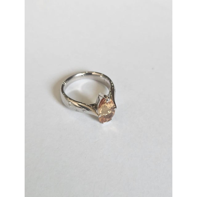 2020s Set in Platinium 900, 3.18 Carats, Imperial Topaz & Diamond Engagement Ring Size 7 For Sale - Image 5 of 13