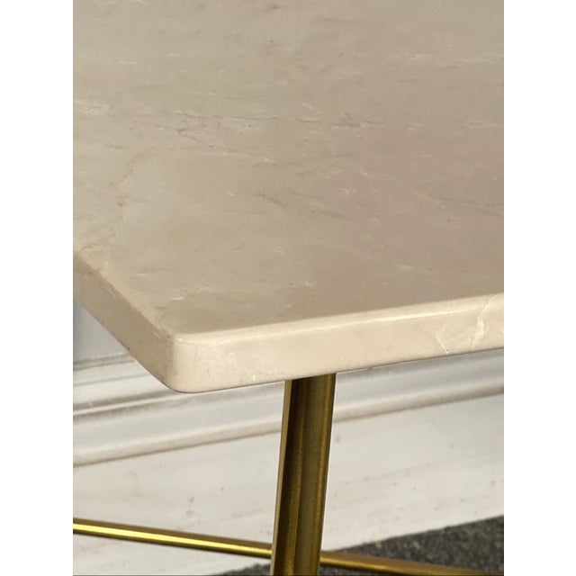 Mid 20th Century Danish Marble Top Brass Frame Table Modern Simplicity For Sale - Image 4 of 5