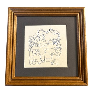 1980's Original Wayne Cunningham Abstract Pen and Ink Drawing For Sale