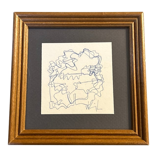 1980's Original Wayne Cunningham Abstract Pen and Ink Drawing For Sale