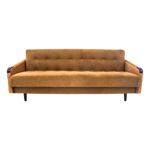 Mid-Century Modern Yellow Bouclé Sofa, Denmark, 1960s For Sale