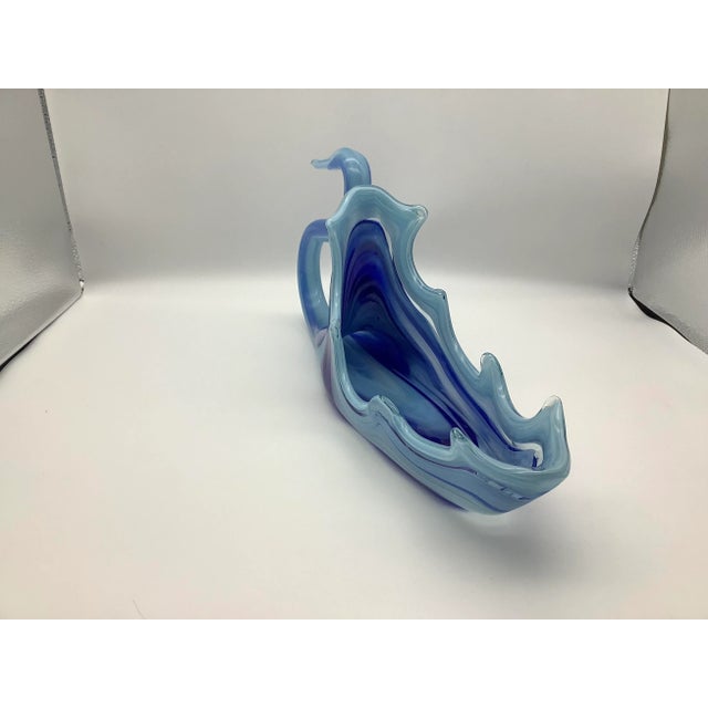 Blue Late 20th Century Light and Dark Blue Glass Bird Decorative Table Centerpieces For Sale - Image 8 of 13