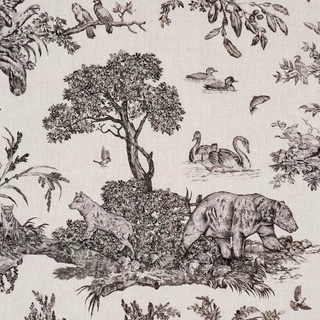 Contemporary SAMPLE - Schumacher Western Toile Fabric In Carbon For Sale - Image 3 of 7