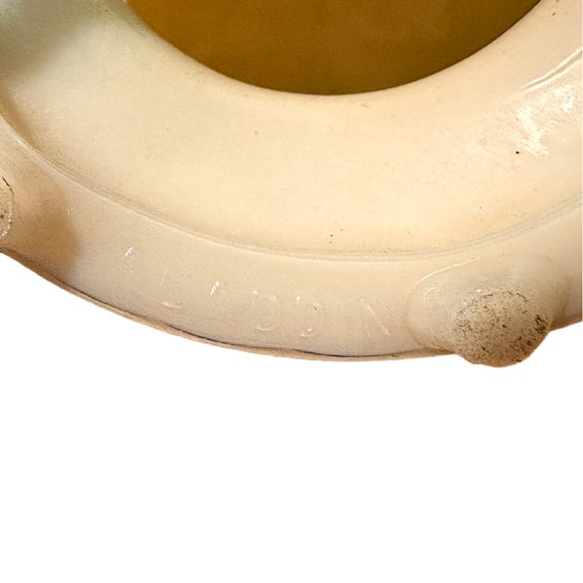 Cream Vintage 1930s Alacite Uranium Glass Floral Aladdin Table Lamp For Sale - Image 8 of 9