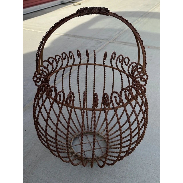 Vintage Iron Gathering Basket For Sale - Image 4 of 6