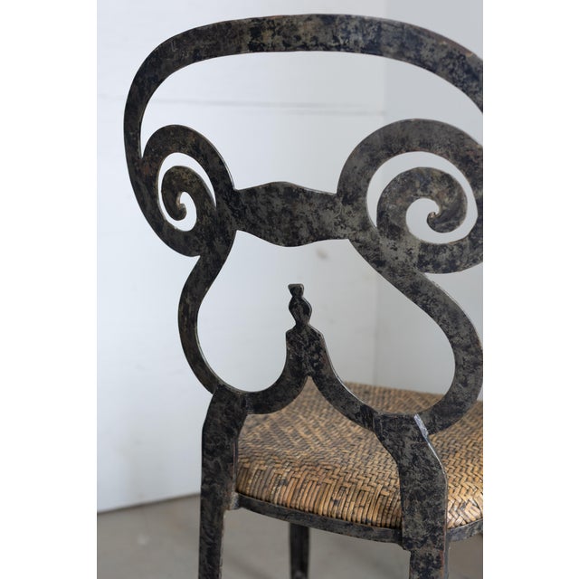 Metal Vintage Biedermeier Style Forged Iron Dining Chairs For Sale - Image 7 of 9
