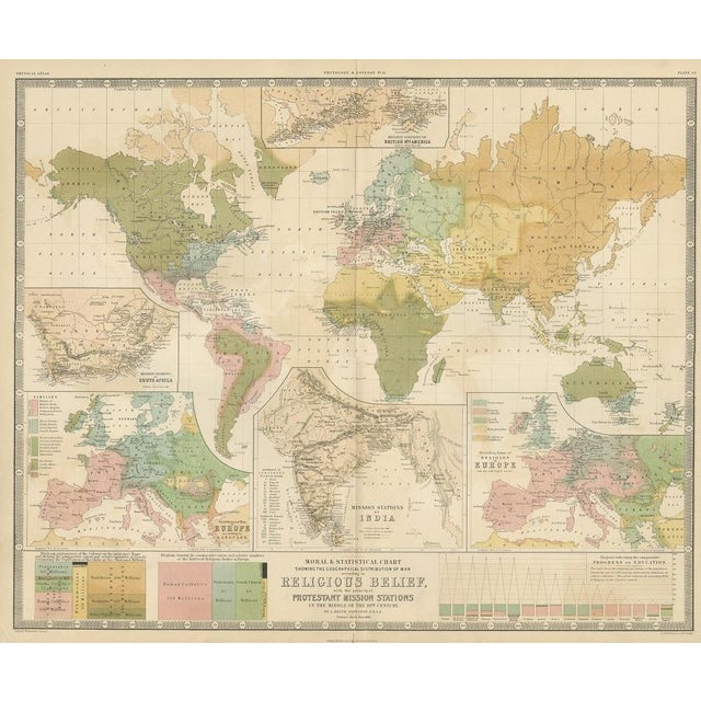 Antique Map of the Religions in the World by Johnston, 1854 For Sale - Image 6 of 6