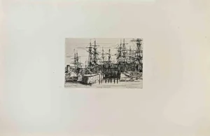 William Ridley, Draham Harbour, Etching, 1870s