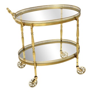 Vintage French Brass Drinks Trolley, 1960 For Sale
