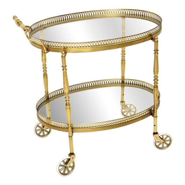 Vintage French Brass Drinks Trolley, 1960 For Sale