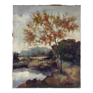 Idyllic Dutch Countryside in Autumn Original Oil on Canvas by Johannes Frederik Van Slogteren For Sale