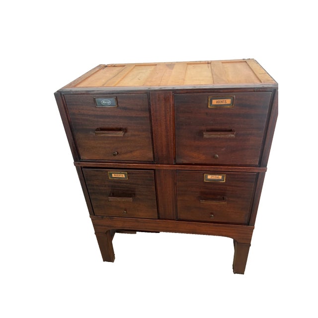 Art Deco 1910s Antique Macey File Cabinet Stacking With Bookcase Display Mahogany Four Drawers For Sale - Image 3 of 12