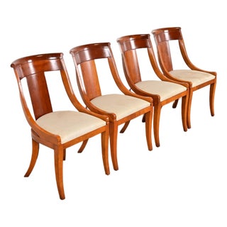 Baker Furniture Regency Solid Cherry Wood Side Chairs or Dining Chairs, Set of Four For Sale