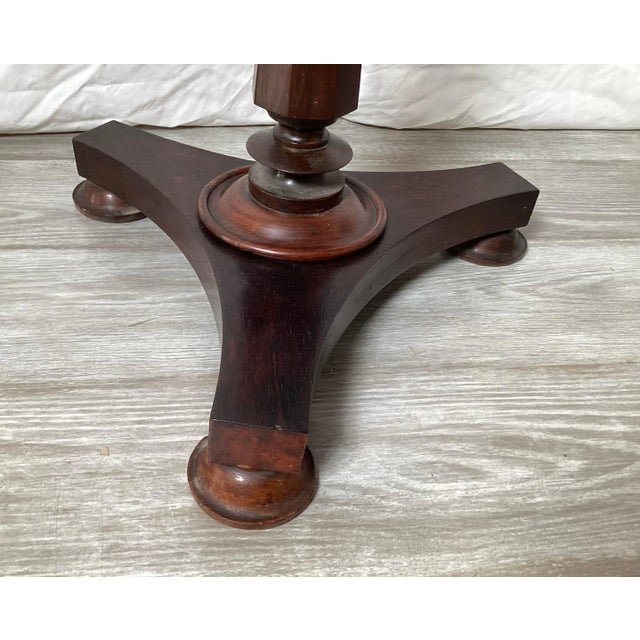 Charming antique American fire pole screen with hand made wool needlepoint panel. The slender pole with adjustable panel...