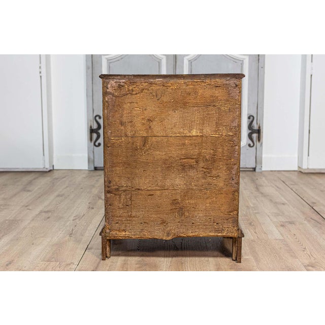 Italian 18th Century Walnut and Mahogany Three-Drawer, Serpentine Front Chest For Sale - Image 10 of 11