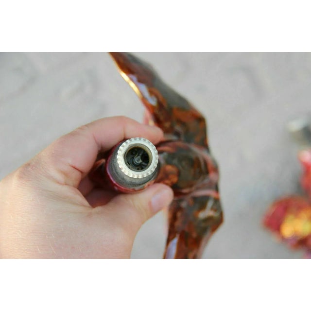 Mid-Century Modern C1930's French Art Deco Painted & Glazed Ceramic Butterfly Sconces -In the Manner of Duval Brasseur/ Isabelle Favre - a Pair For Sale - Image 3 of 9