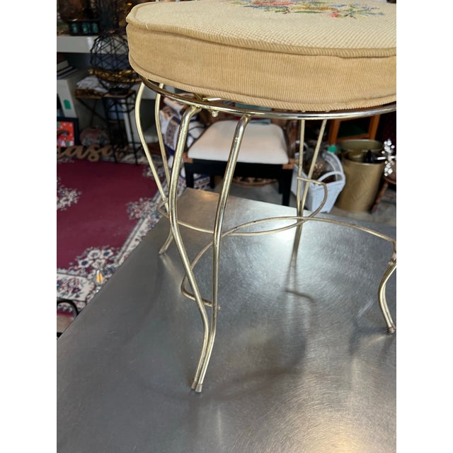 1970s MCM Metal Vanity Chair With Needlepoint Cushion For Sale In Atlanta - Image 6 of 8
